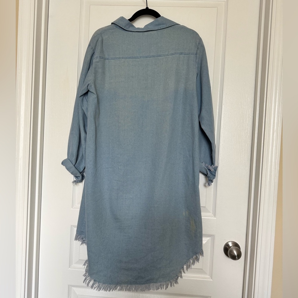 Francis Cabrel Women’s Blue Denim Collared Dress Size Medium - Picture 5 of 8
